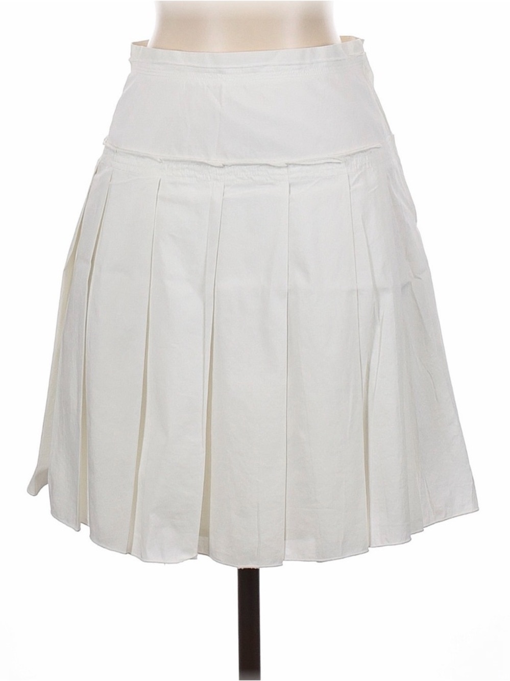 BCBGMaxAzria White Pleated Circle Skirt 0